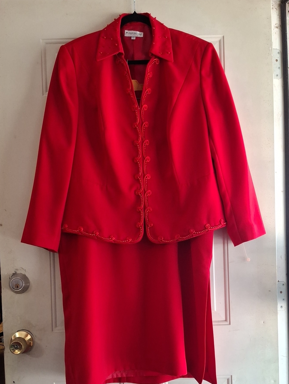 Elegant Red Women's Pencil Skirt Suit by None Listed